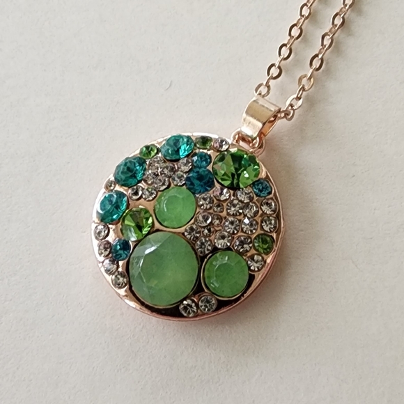 🐭 Mickey Mouse Aqua Gemstone Rose Gold Necklace - Picture 5 of 7